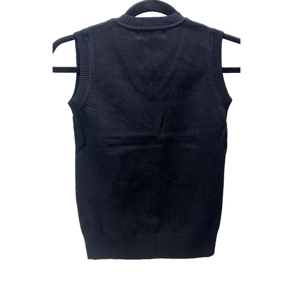 Black Sweater Vest Boys Size 7-8 V-Neck School Uniform Soft Knitted Cotton Top - Picture 5 of 5